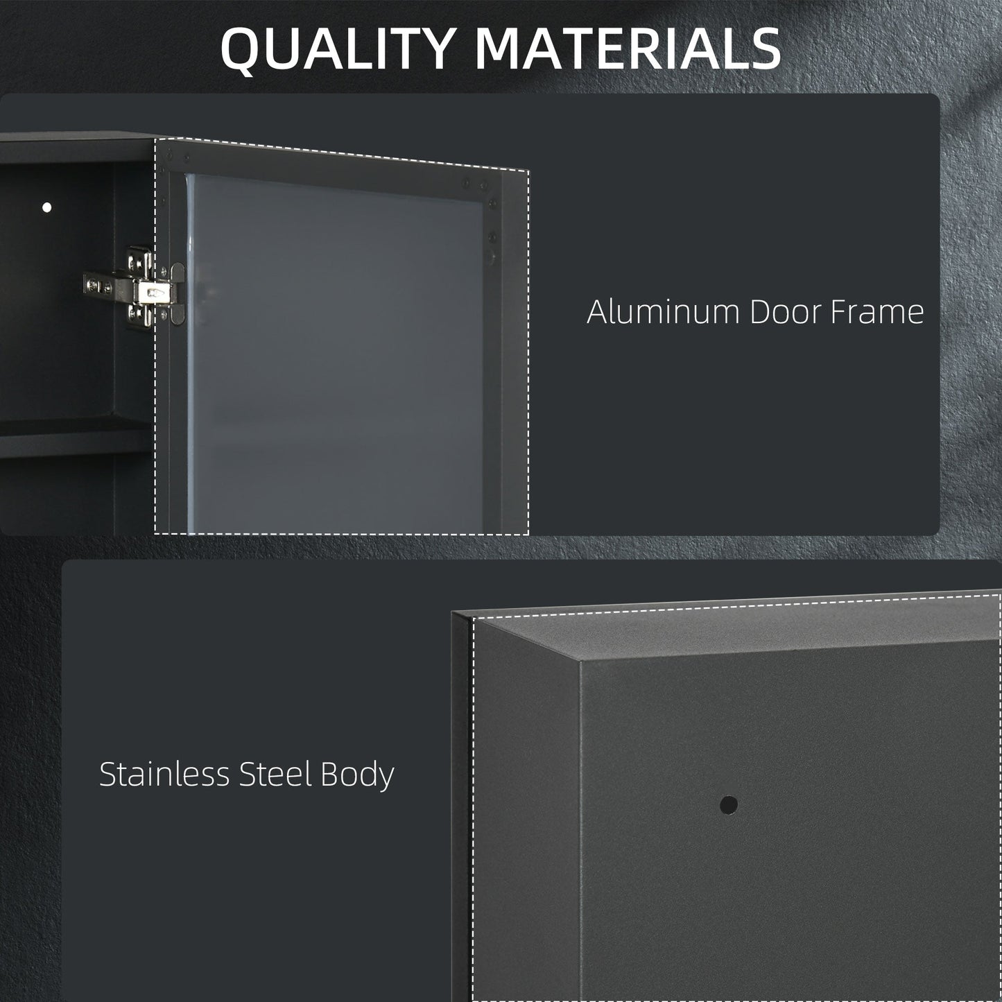 Wall-mounted black bathroom mirror cabinet with storage shelves, 40 x 12 x 60 cm, by Wise Galleria.