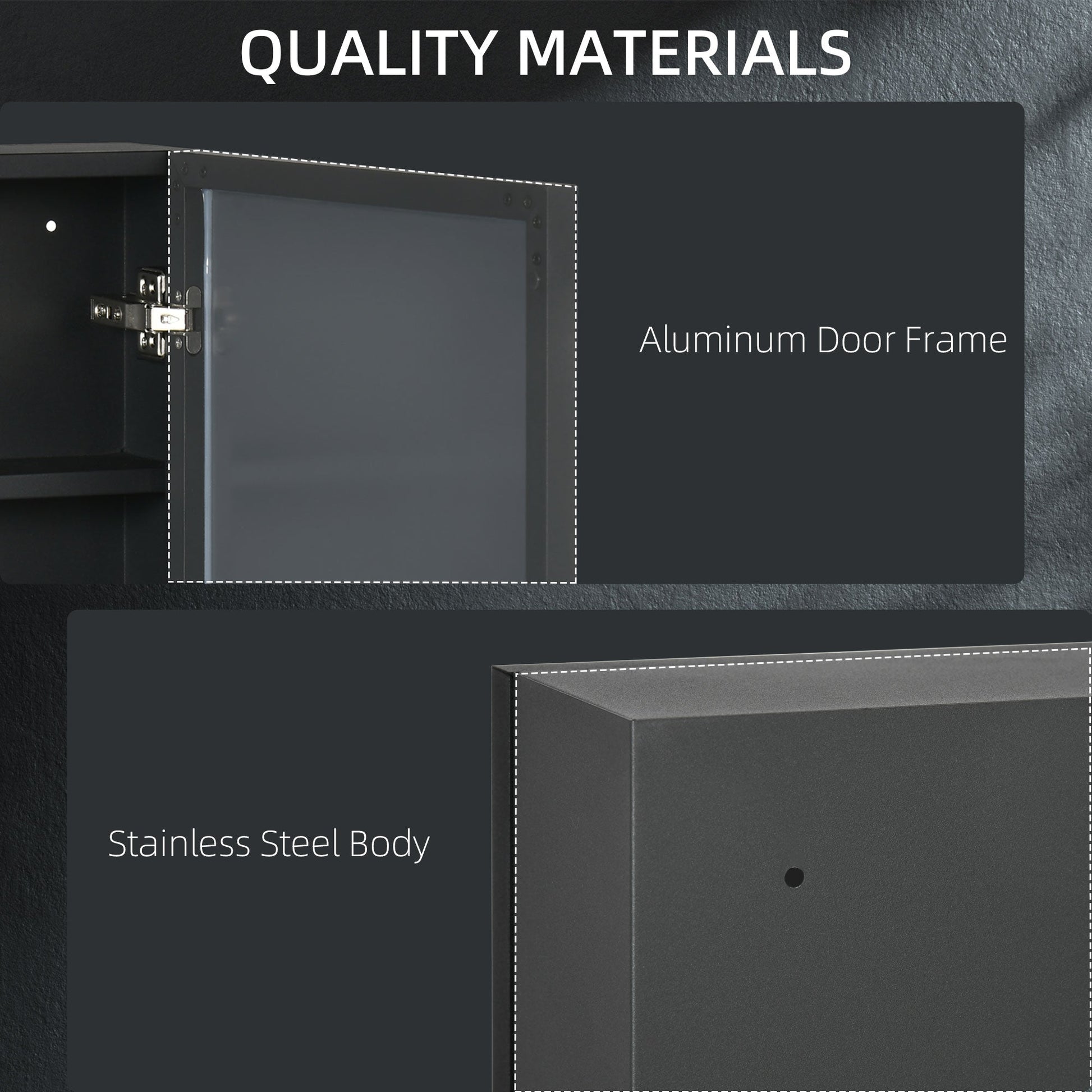 Wall-mounted black bathroom mirror cabinet with storage shelves, 40 x 12 x 60 cm, by Wise Galleria.