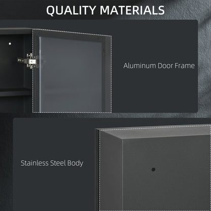 Wall-mounted black bathroom mirror cabinet with storage shelves, 40 x 12 x 60 cm, by Wise Galleria.