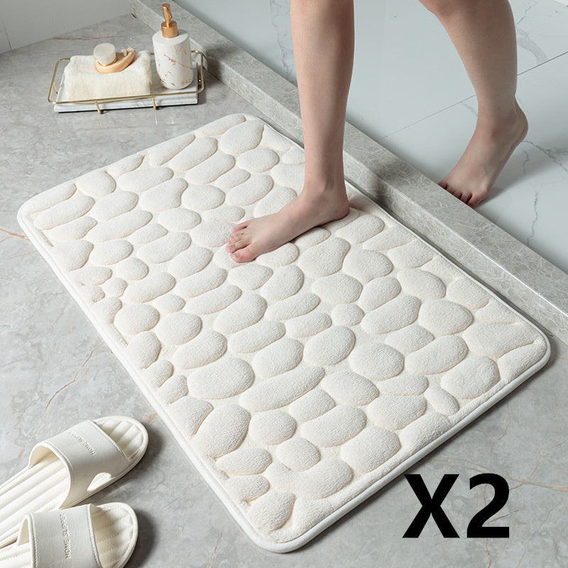 Pebble Stone Bathroom Mat | Soft Memory Foam Anti-Slip Bath Mat
