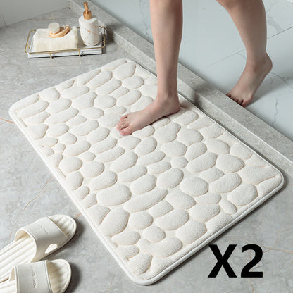 Pebble Stone Bathroom Mat | Soft Memory Foam Anti-Slip Bath Mat