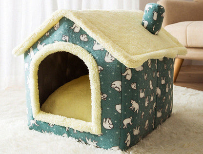 Foldable Cave Pet Bed for Dogs & Cats | Warm Enclosed Pet House