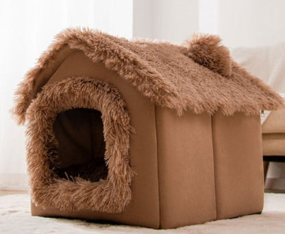 Foldable Cave Pet Bed for Dogs & Cats | Warm Enclosed Pet House