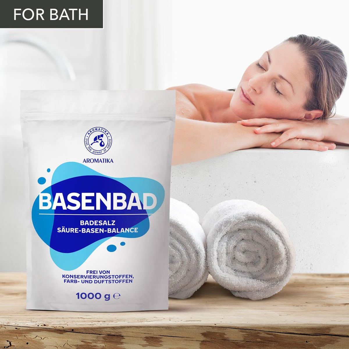 BritishVita Alkaline Bath 35oz soaking tub with relaxing bath soak for skin hydration and foot care, in a clear jar with label.