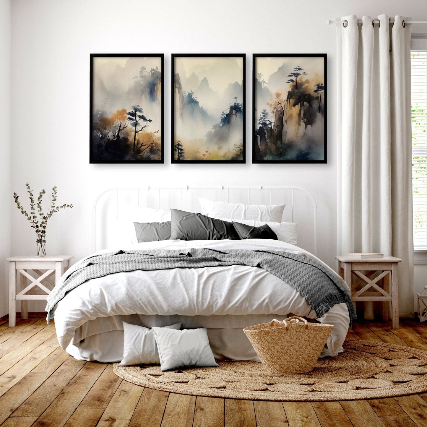 Set of 3 Asian-inspired wall art prints from About Wall Art, featuring traditional design and elegant decor for interior walls.