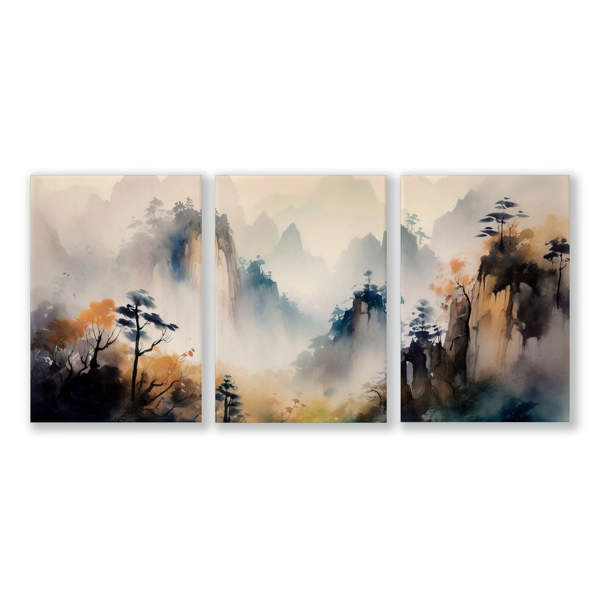 Set of 3 Asian-inspired wall art prints by About Wall Art featuring elegant, decorative designs for home decor.