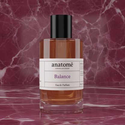 Anatomē Balance Functional Perfume bottle with minimalist design, showcasing elegant packaging and branding.