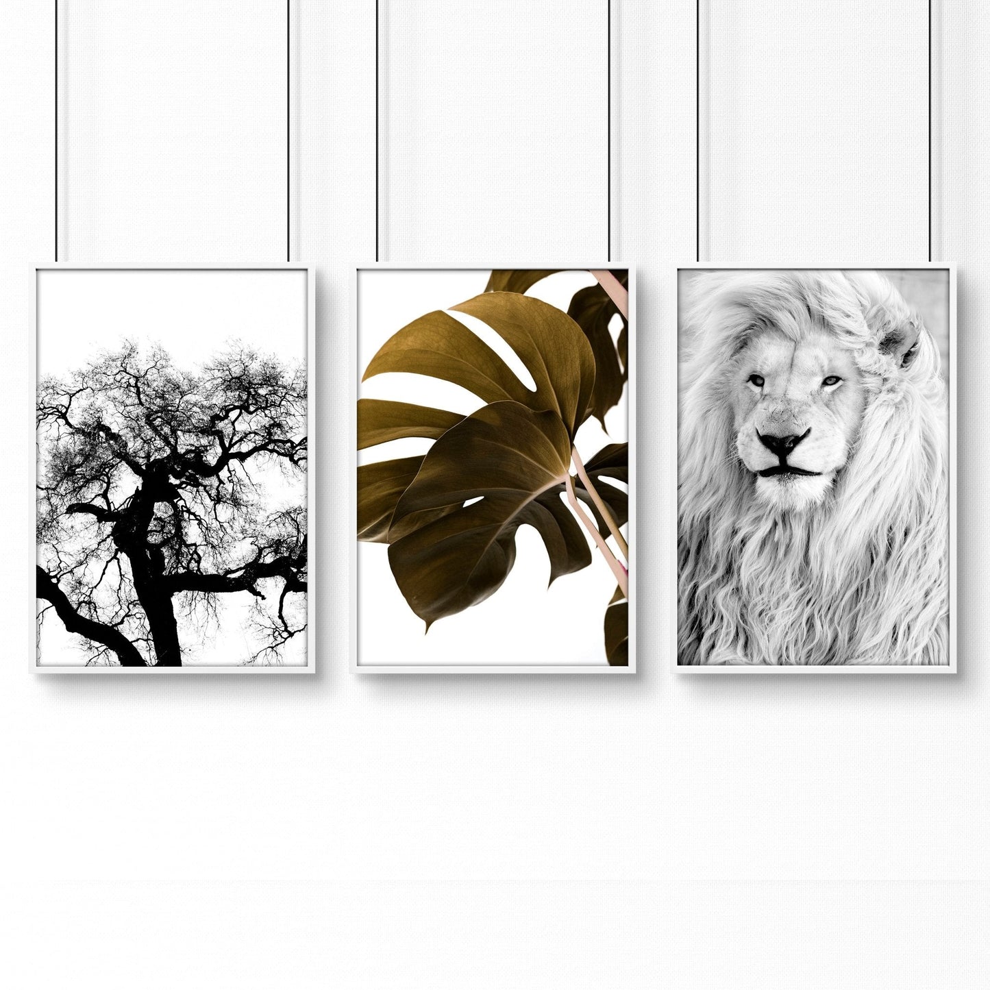Set of 3 African wildlife bedroom wall art prints by About Wall Art, featuring nature scenes for bedroom decor.