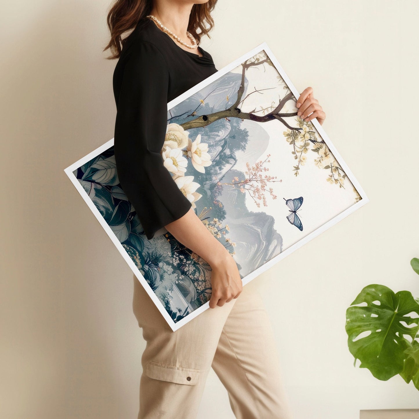 Set of 3 Chinoiserie wall art prints for bedroom decor, featuring elegant Asian-inspired designs from About Wall Art.
