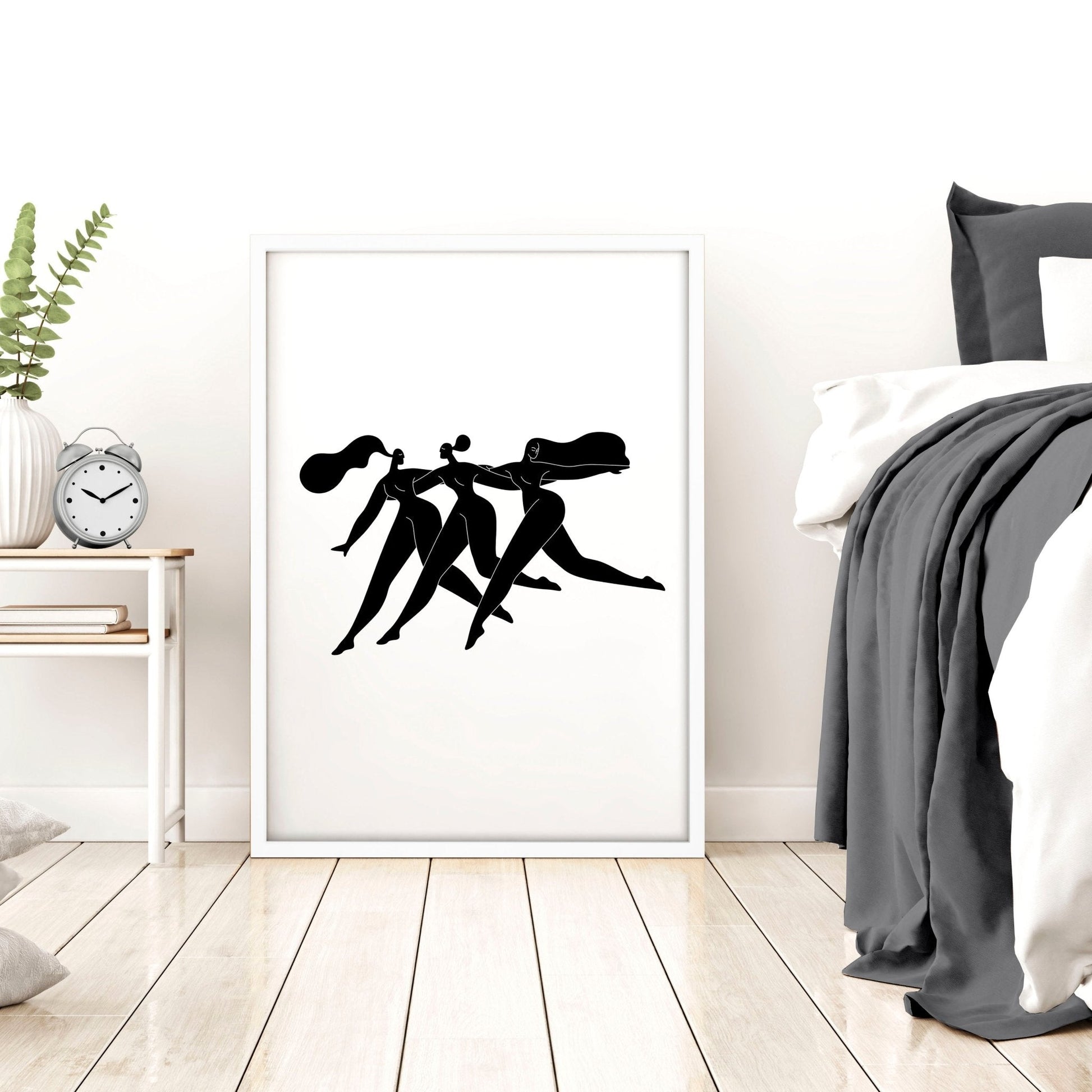 Set of 2 boho women bedroom wall art prints by About Wall Art, minimalist decor for bedroom inspiration.