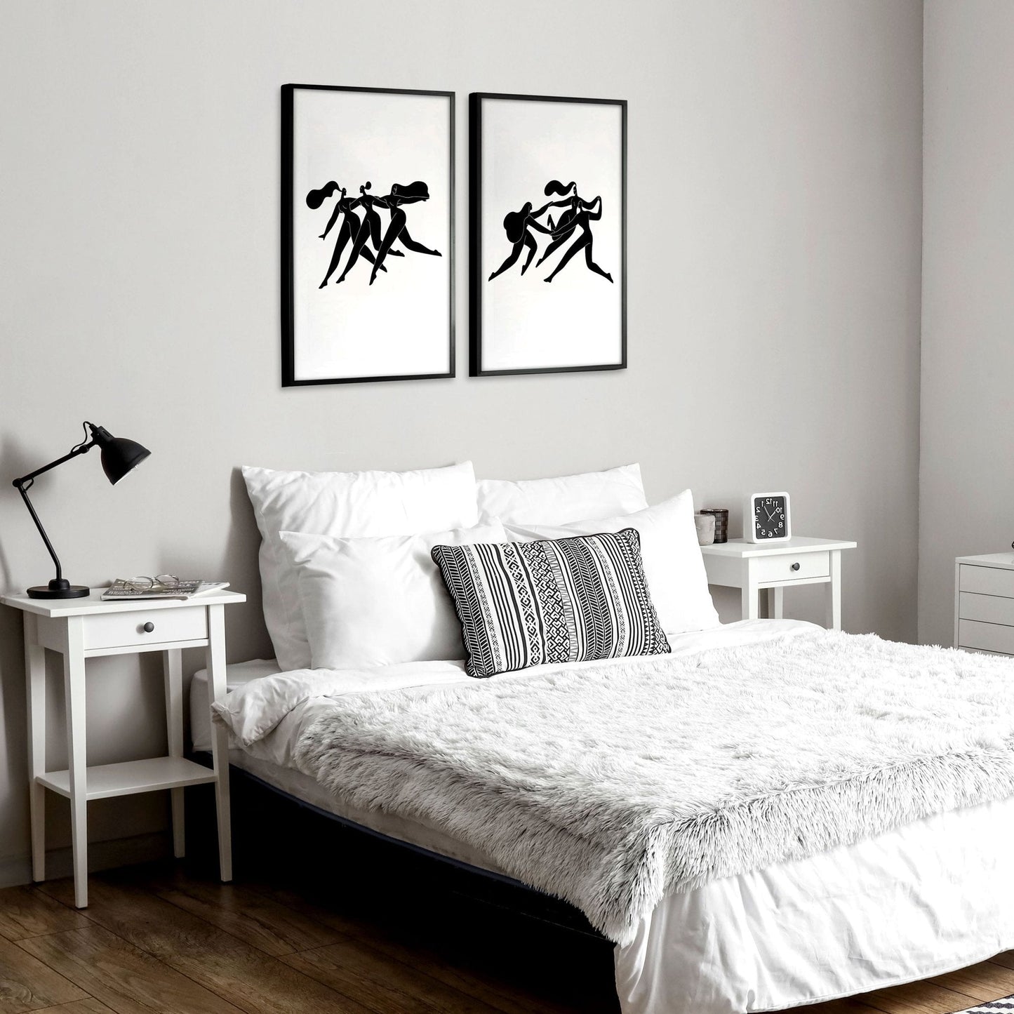 Set of 2 boho women wall art prints for bedroom decor, featuring minimalistic design by About Wall Art.