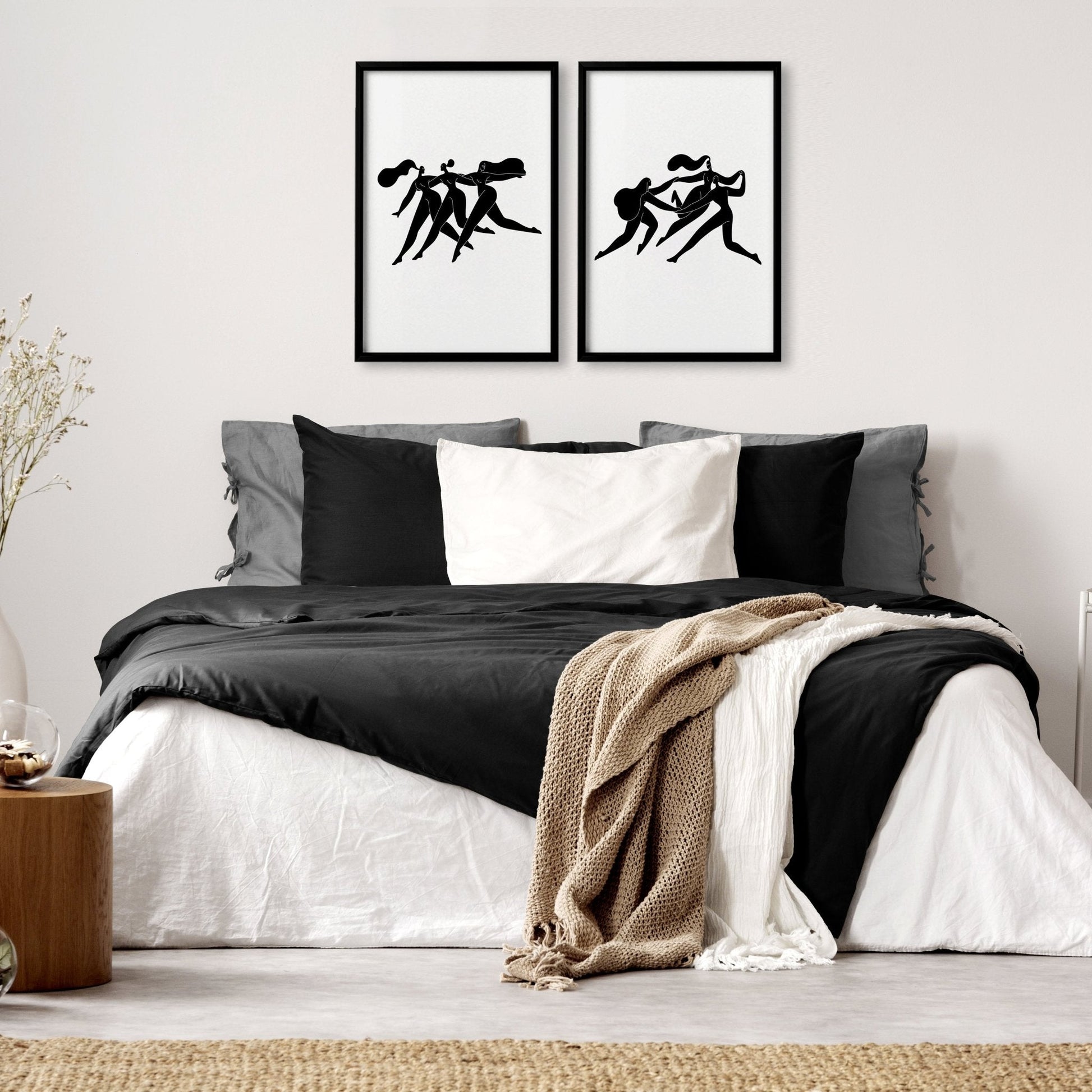 Set of 2 boho women wall art prints for bedroom decor, featuring minimal design and inspiring bedroom wall inspiration.