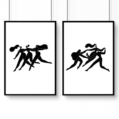 Set of 2 boho women bedroom wall art prints by About Wall Art, minimalist decor for inspiring bedroom interior design.