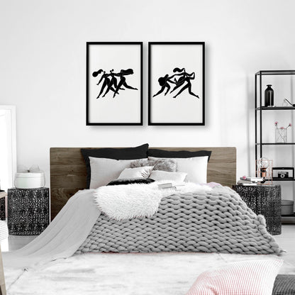 Set of 2 boho women bedroom wall art prints by About Wall Art, minimal decor for inspiring bedroom wall decoration.