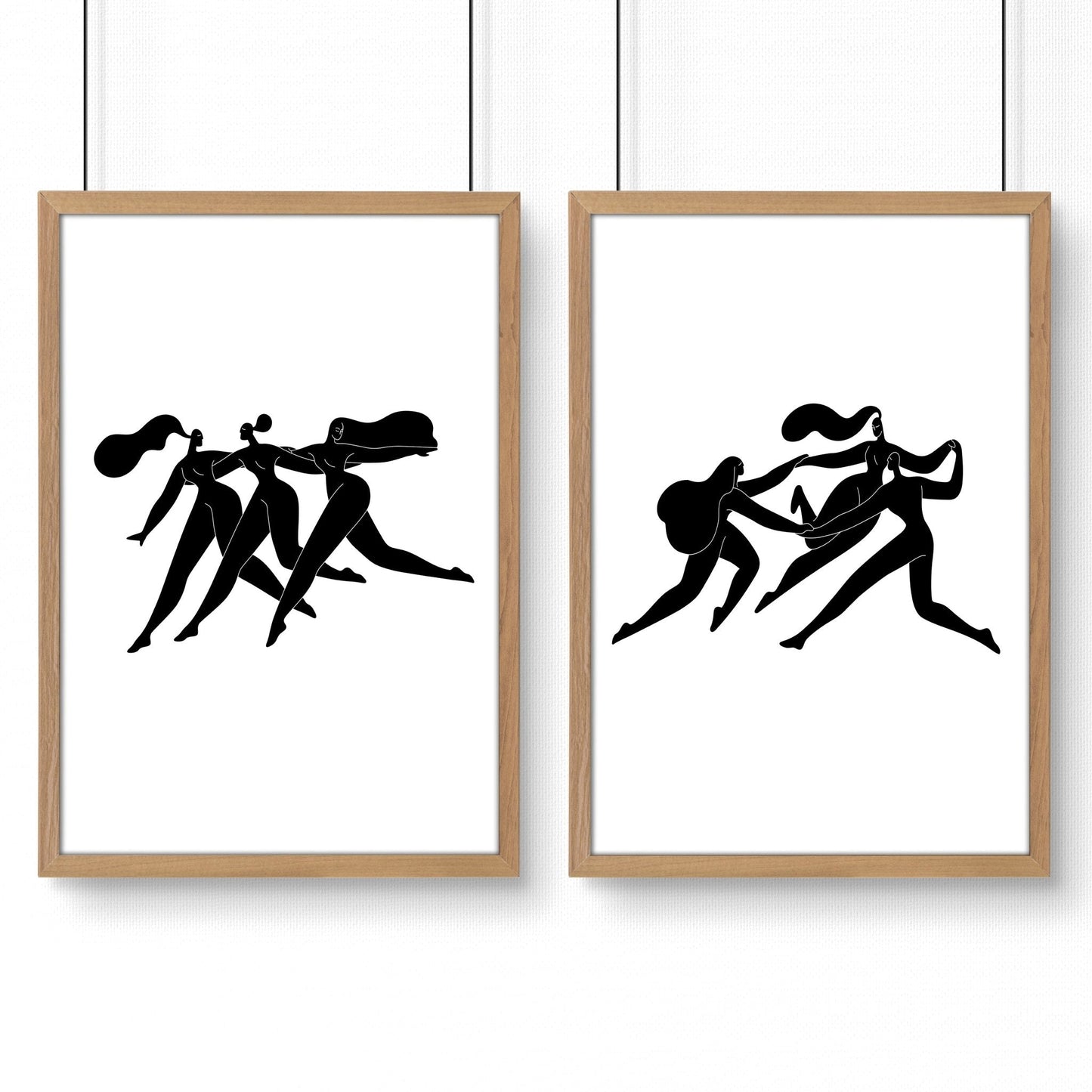 Set of 2 minimal women wall art prints for bedroom decor, boho-inspired bedroom wall inspiration by About Wall Art.