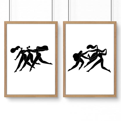 Set of 2 minimal women wall art prints for bedroom decor, boho-inspired bedroom wall inspiration by About Wall Art.