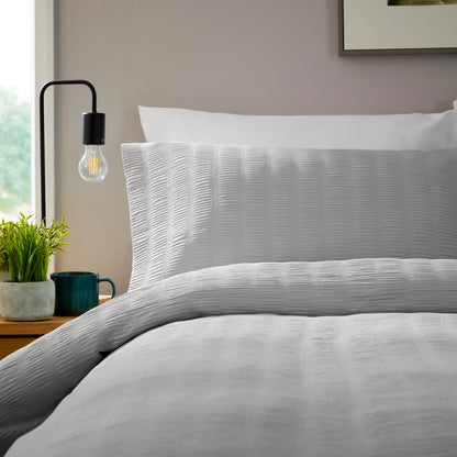 OLIVIA ROCCO Belgravia grey microfibre duvet cover set with matching pillowcases, soft, easy care modern quilt bedding.