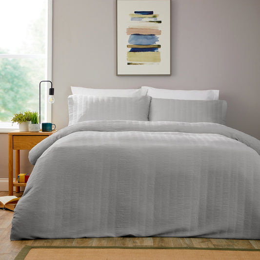 OLIVIA ROCCO Belgravia Grey Microfibre Duvet Cover Set with pillowcases, soft, easy care, modern quilt bedding for bedroom decor.
