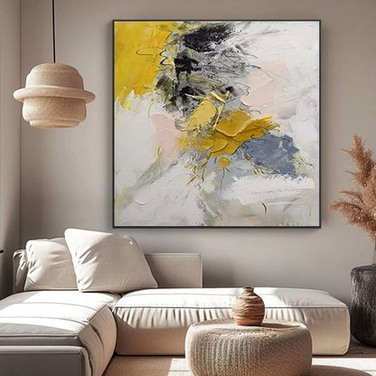 Large modern abstract wall painting by Michan Direct, hand-painted acrylic gold oil artwork for living room decor on canvas