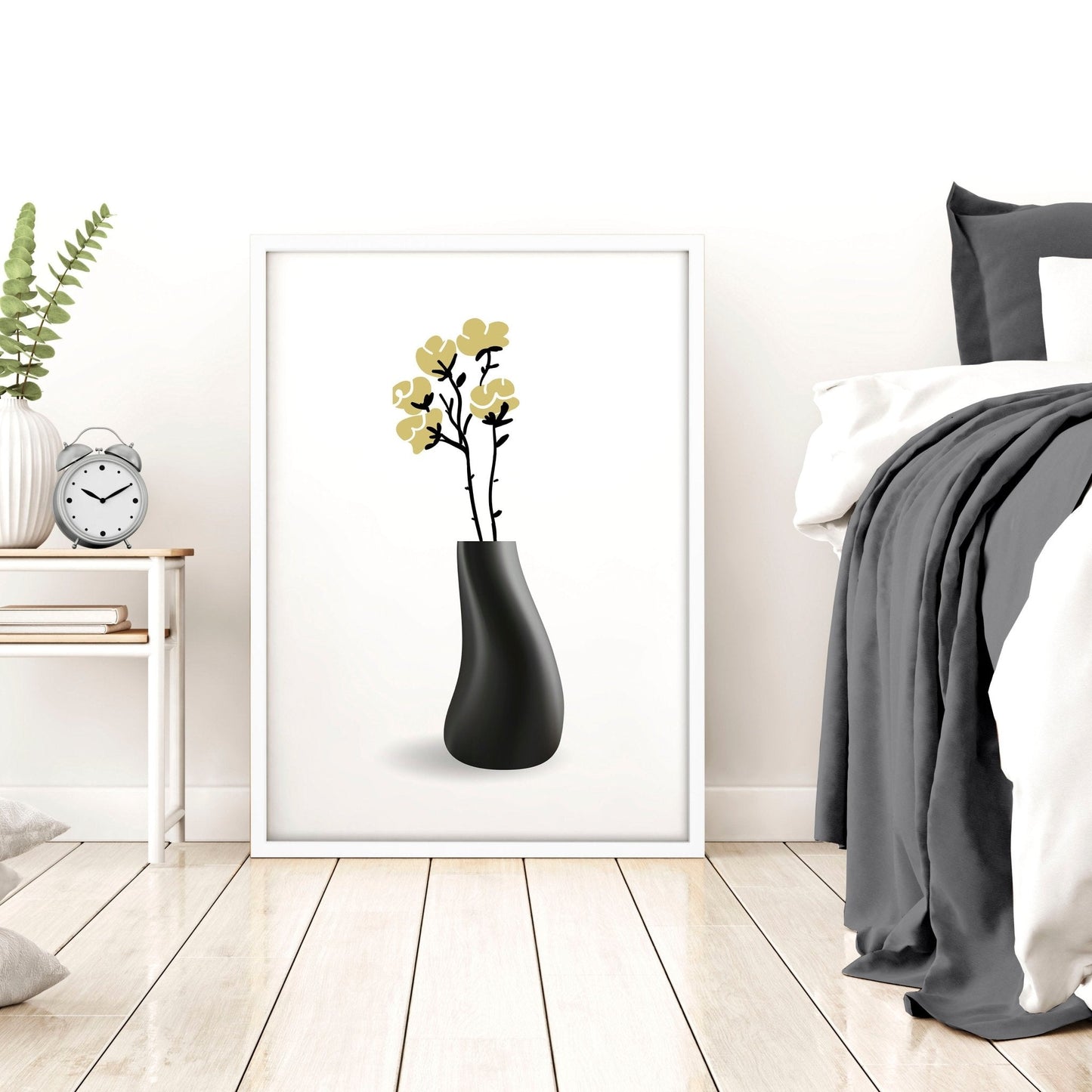 Set of 3 botanical wall art prints on canvas with frames, decorative wall decor by About Wall Art.