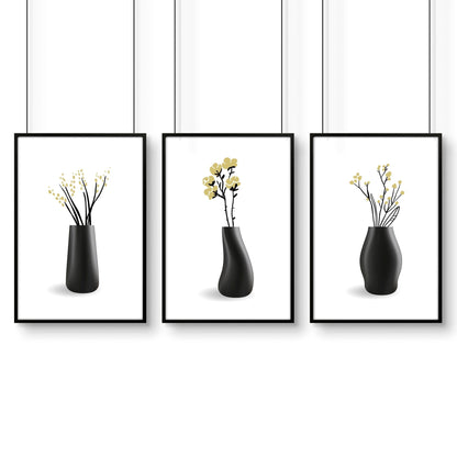 Set of 3 botanical canvas framed wall art prints by About Wall Art, featuring vibrant floral designs for home decor.