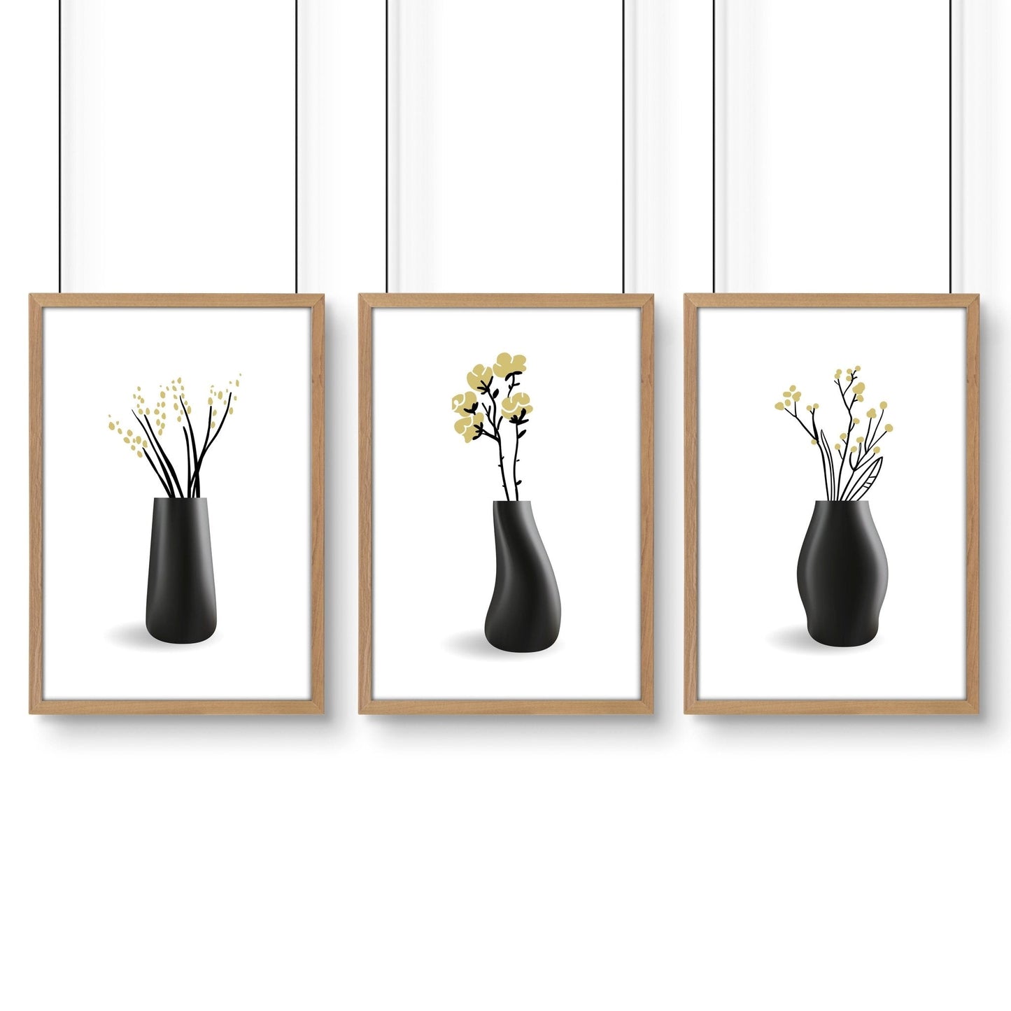 Set of 3 botanical canvas framed wall art prints by About Wall Art showcasing vibrant floral designs for modern home decor.