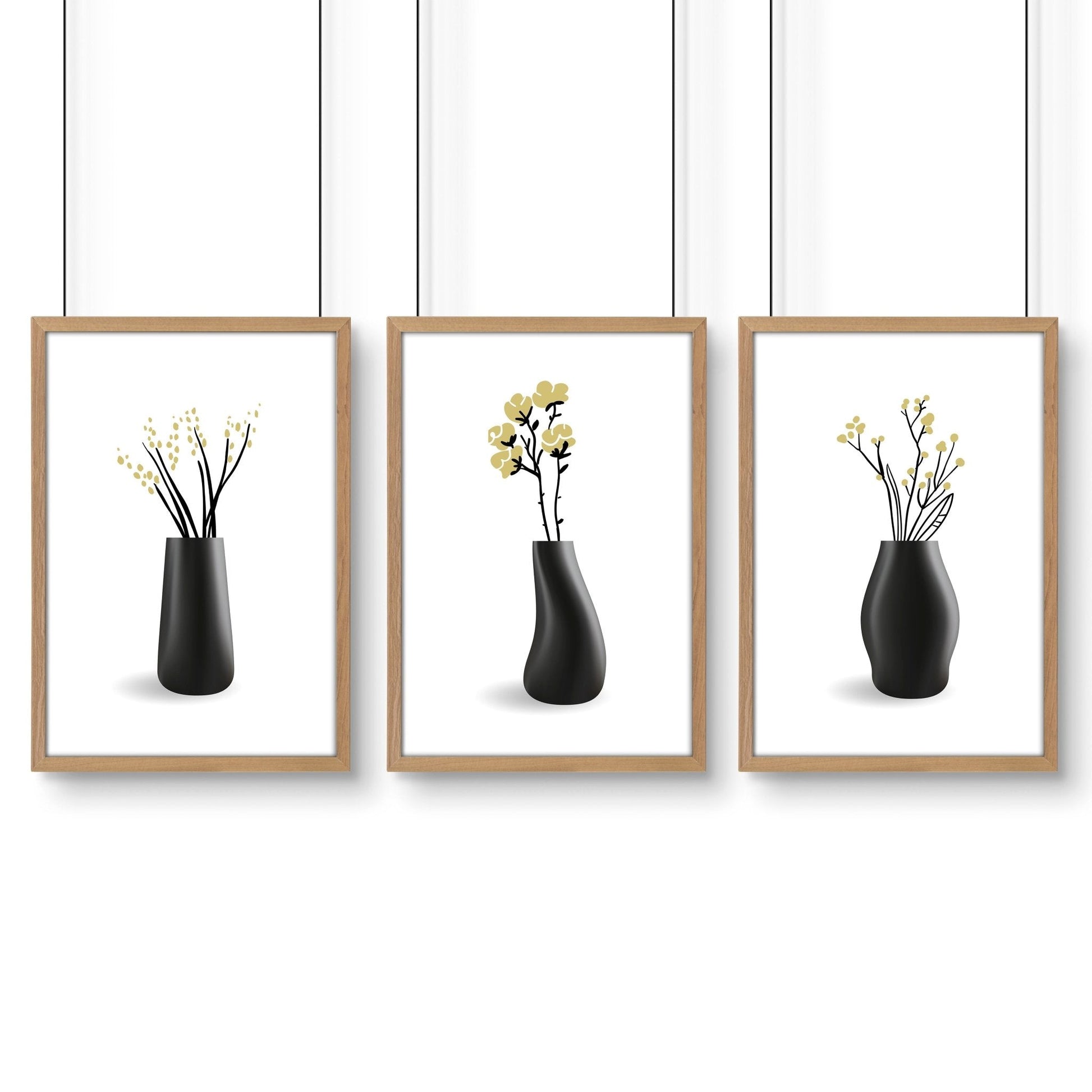 Set of 3 botanical canvas framed wall art prints by About Wall Art showcasing vibrant floral designs for modern home decor.