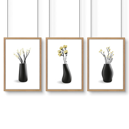 Set of 3 botanical canvas framed wall art prints by About Wall Art showcasing vibrant floral designs for modern home decor.