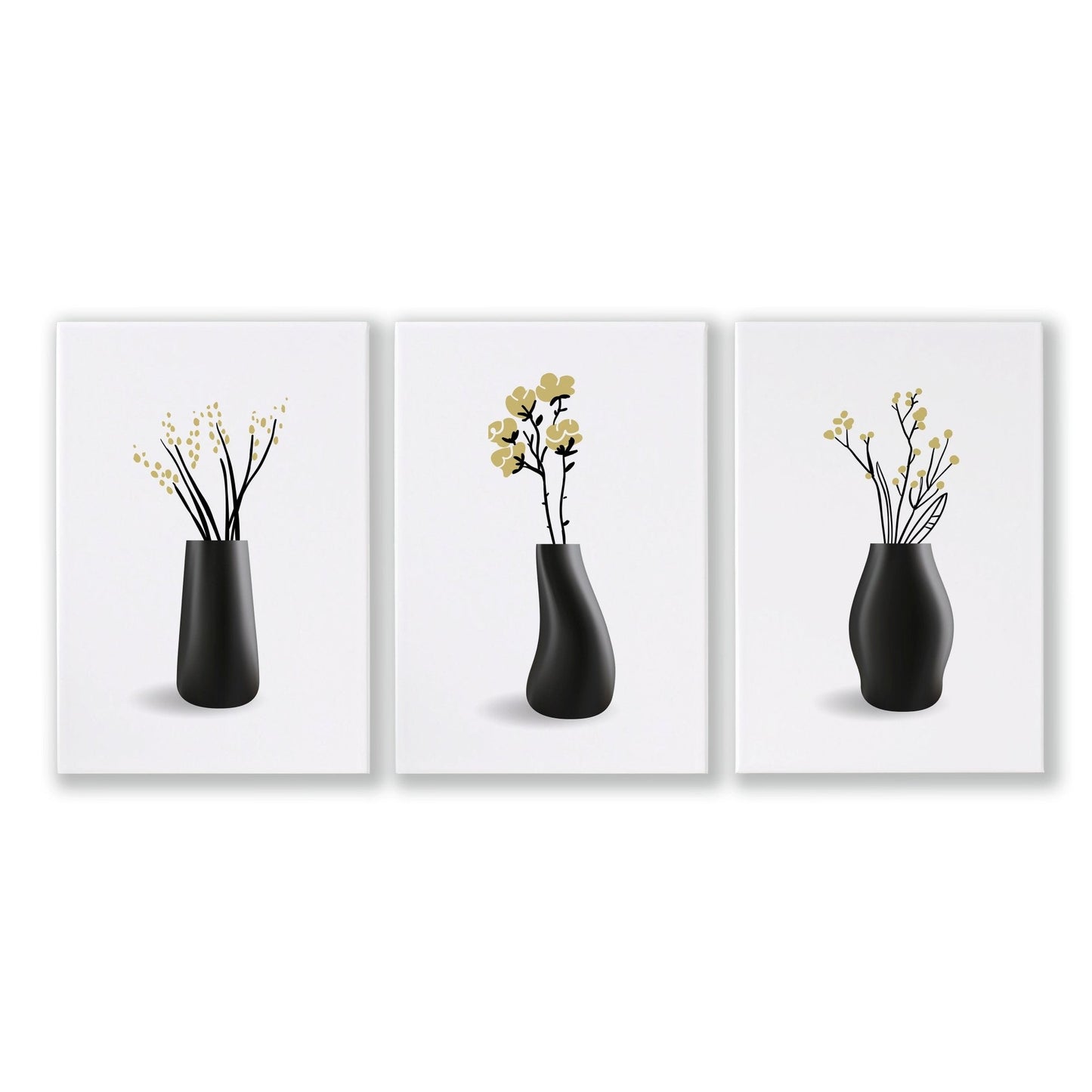 Set of 3 botanical canvas framed wall art prints by About Wall Art, featuring vibrant floral designs for home decor.