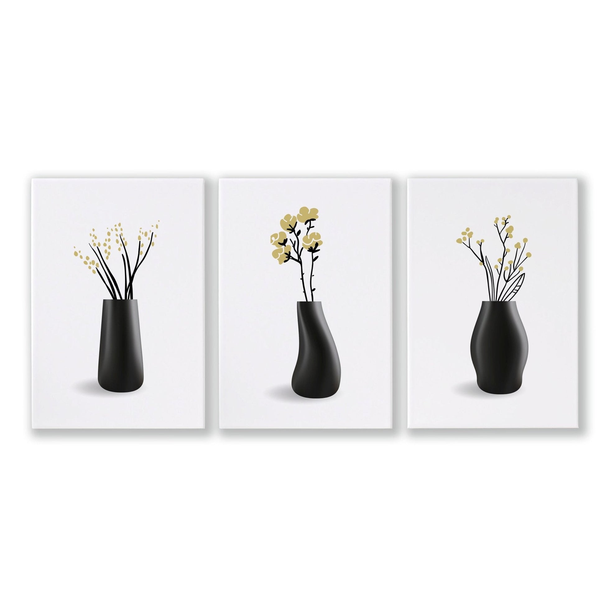 Set of 3 botanical canvas framed wall art prints by About Wall Art, featuring vibrant floral designs for home decor.