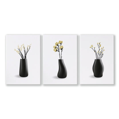 Set of 3 botanical canvas framed wall art prints by About Wall Art, featuring vibrant floral designs for home decor.