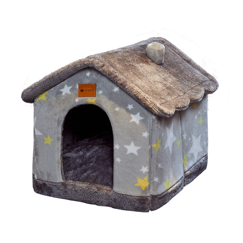 Foldable Cave Pet Bed for Dogs & Cats | Warm Enclosed Pet House