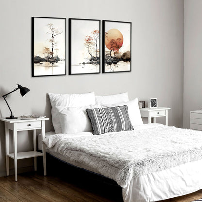 Set of 3 Asian-inspired Chinese wall art prints by About Wall Art featuring traditional Chinese design and elegant artwork.