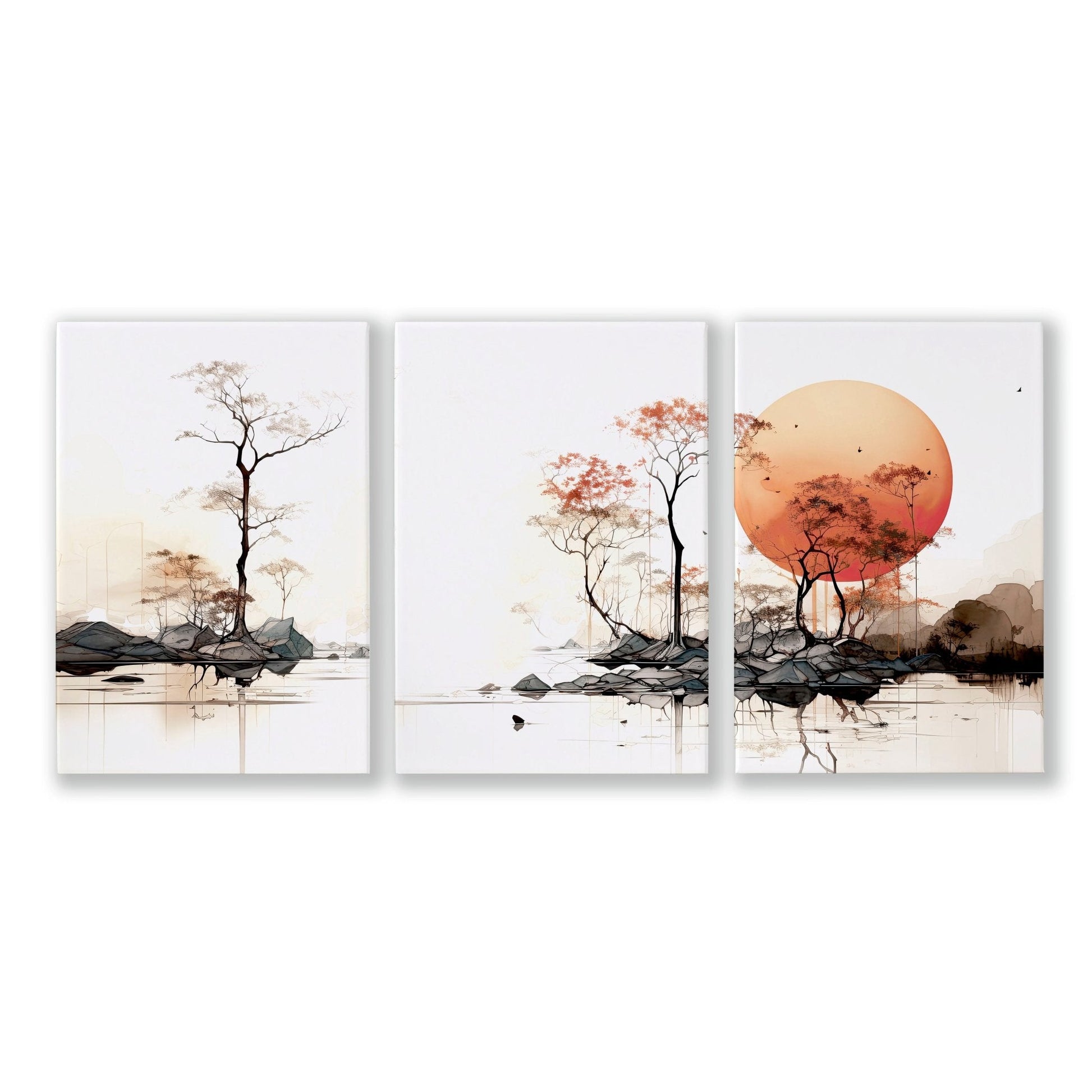 Set of three Chinese wall art prints featuring Asian-inspired designs, created by About Wall Art for elegant home decor.