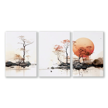 Set of three Chinese wall art prints featuring Asian-inspired designs, created by About Wall Art for elegant home decor.