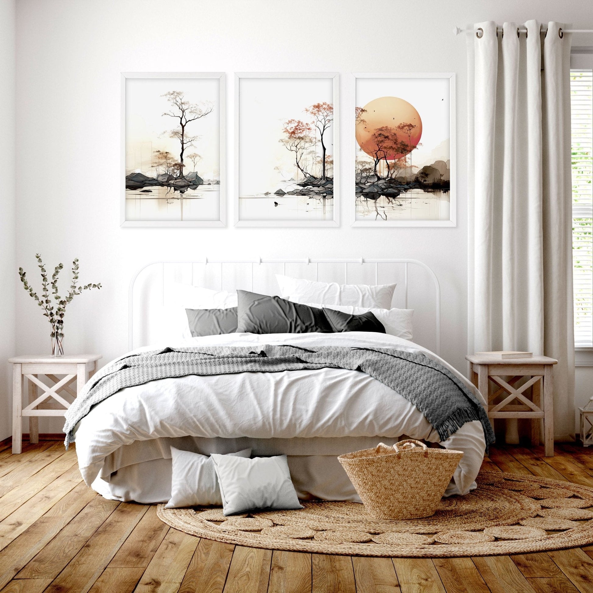 Set of 3 Chinese-inspired wall art prints featuring traditional Asian designs, suitable for home or office decor.