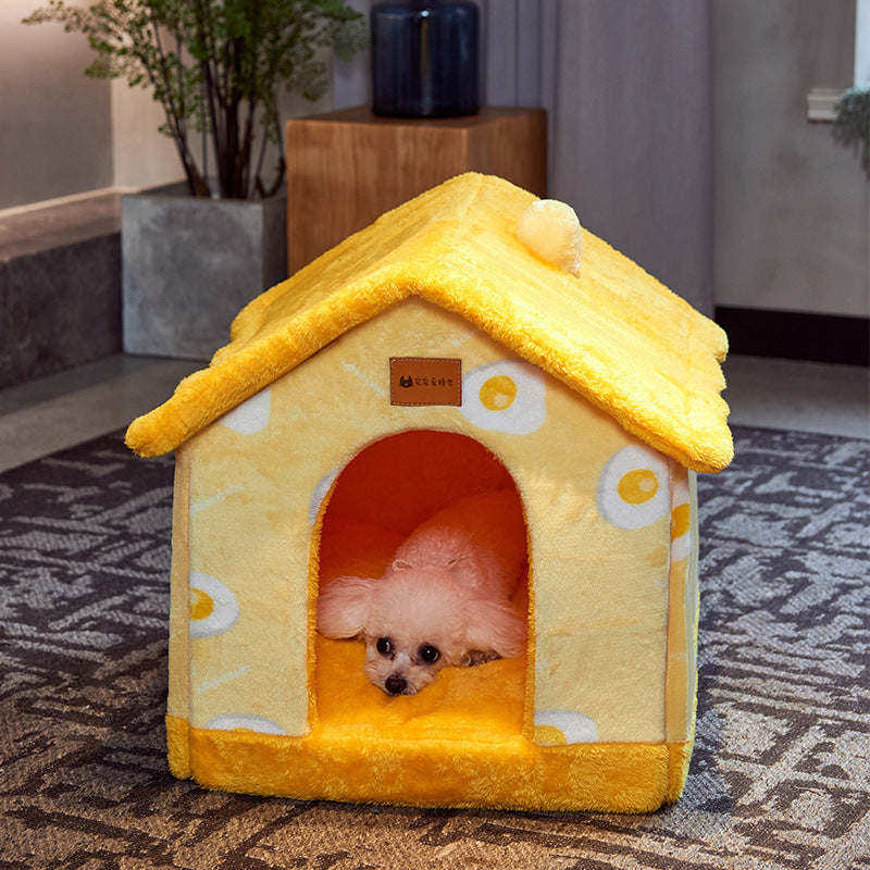 Foldable Cave Pet Bed for Dogs & Cats | Warm Enclosed Pet House