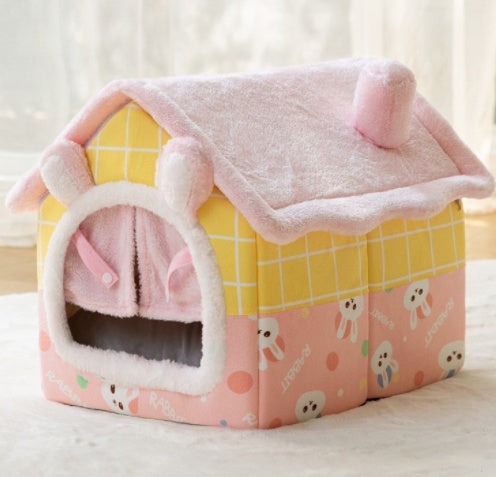 Foldable Cave Pet Bed for Dogs & Cats | Warm Enclosed Pet House