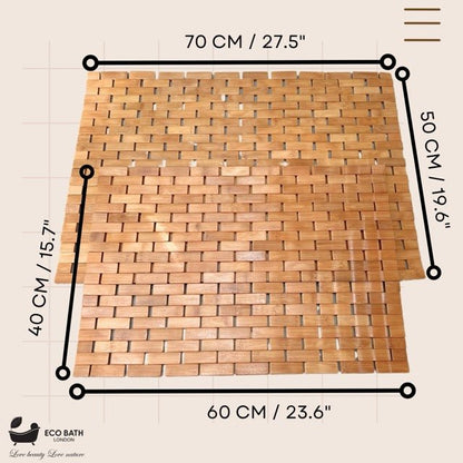 Eco Bath London bamboo bath mat, roll-up shower mat with anti-slip, waterproof design for bathroom spa use.