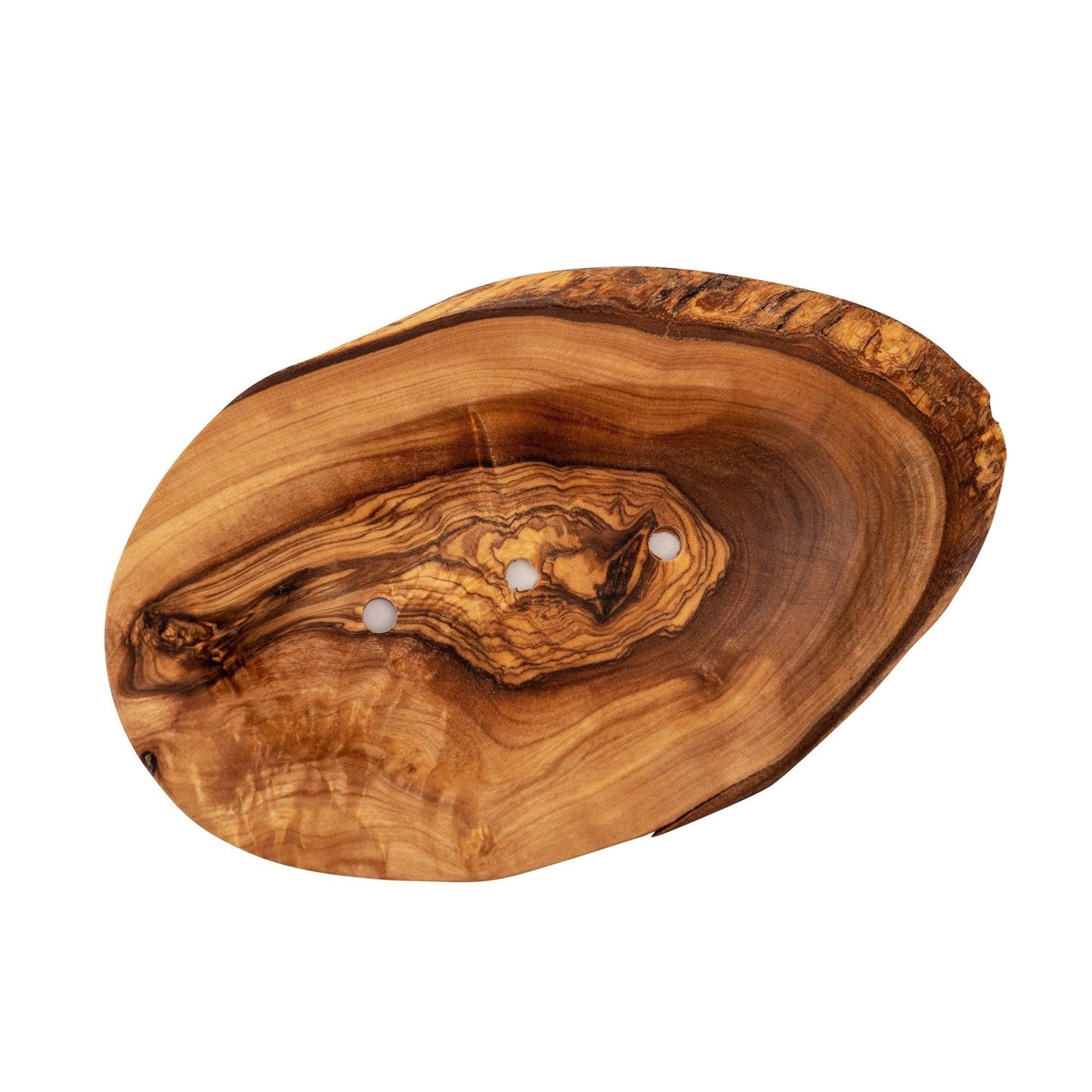 Natural wooden soap dish from Eco Bath London, featuring olive wood and bamboo variations, eco-friendly bathroom soap holder.