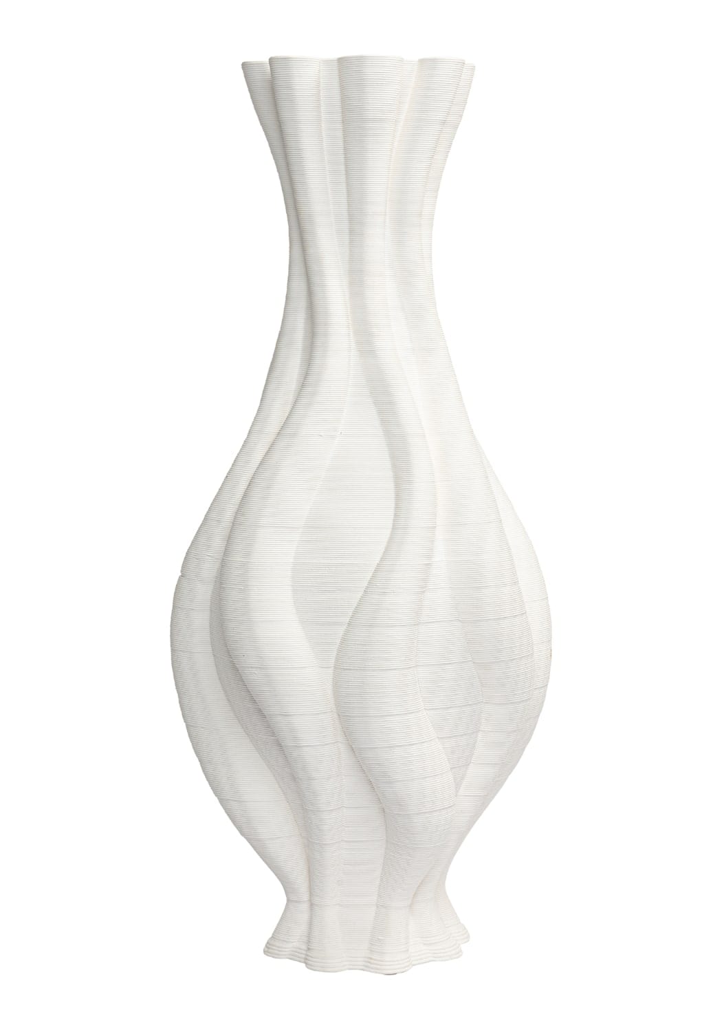 Tall white twisted ceramic vase from Casa by Josephine Jenno, featuring an elegant design perfect for modern home decor.