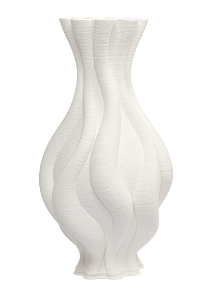 Casa by Josephine Jenno Emilie White Twisted Ceramic Vase, modern decorative vase with a unique twisted design.