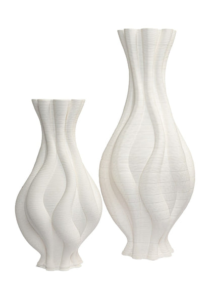 Casa by Josephine Jenno Emilie White Twisted Ceramic Vase with elegant, twisting design and smooth white finish.