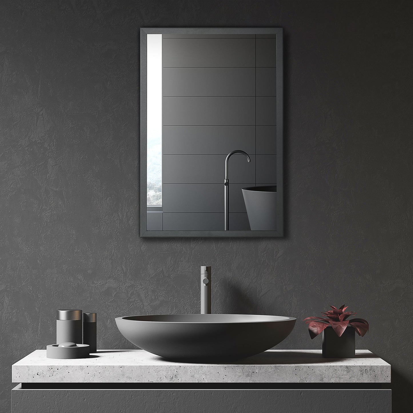 Wall-mounted black Kleankin bathroom mirror cabinet with storage shelves, 40x12x60 cm, from Wise Galleria.