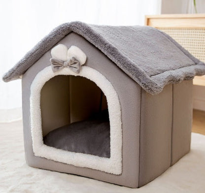 Foldable Cave Pet Bed for Dogs & Cats | Warm Enclosed Pet House