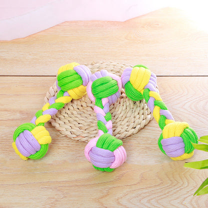 Candy Color Cotton Rope Dumbbell Pet Cotton Rope Toy Dog Toy