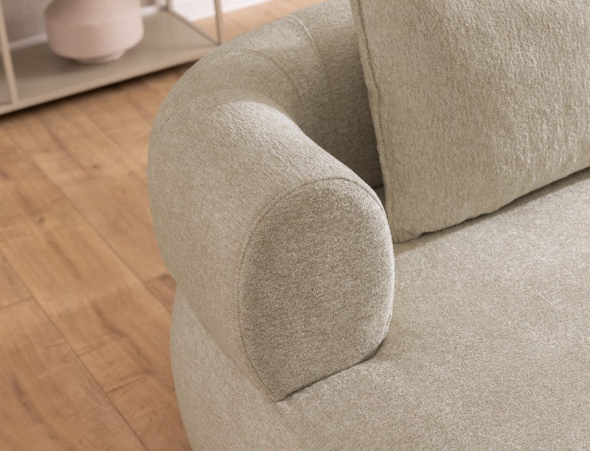 Ferro Beige Right Hand Corner Sofa: Modern Curved Design, Plush Fabric Comfort