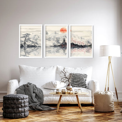 Set of three framed wall art posters for living room by About Wall Art, featuring modern decorative prints in stylish frames.