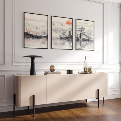 Set of three framed wall art posters for living room by About Wall Art, featuring modern prints in stylish frames.