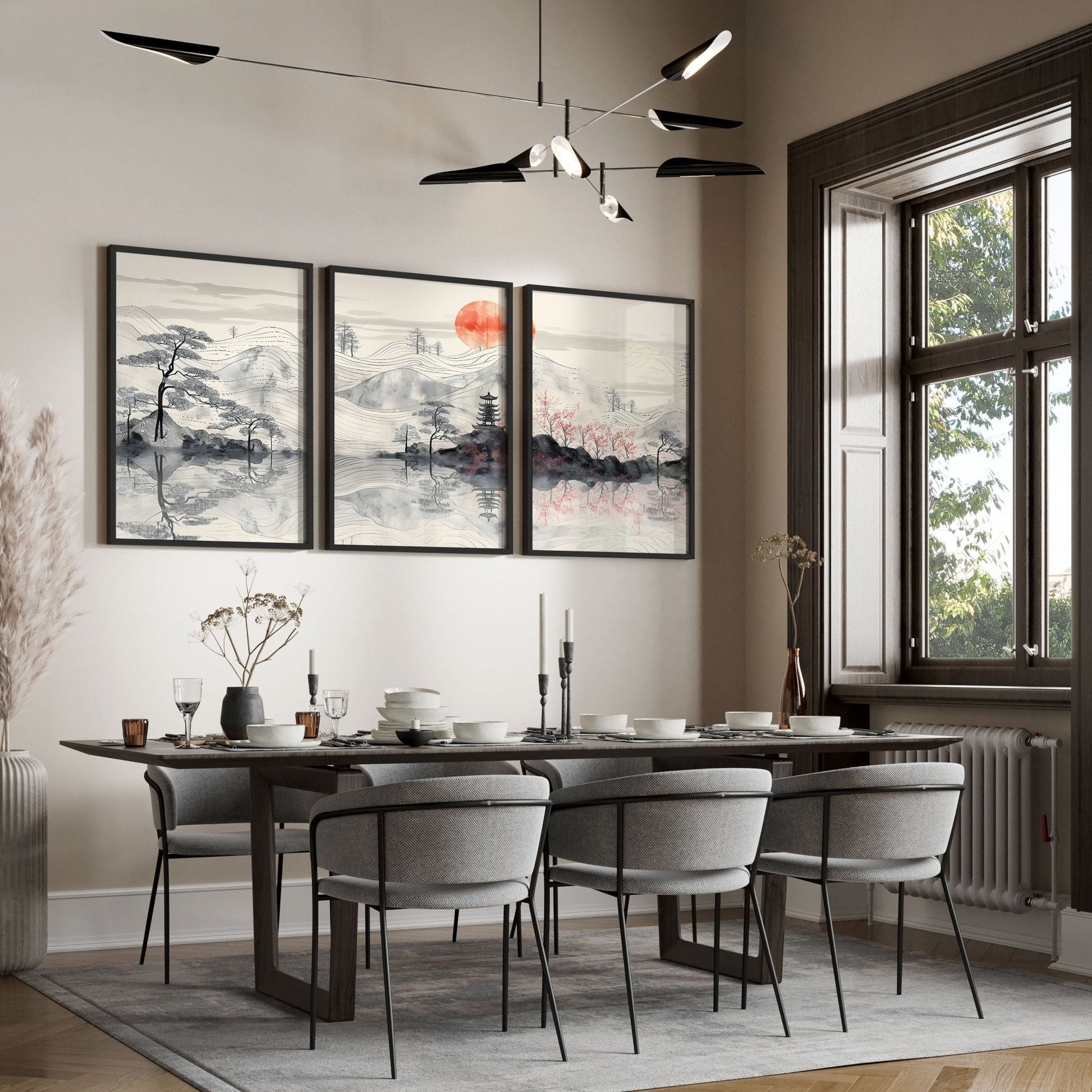 Set of 3 framed wall art posters for living room by About Wall Art, featuring modern decorative prints in sleek frames.